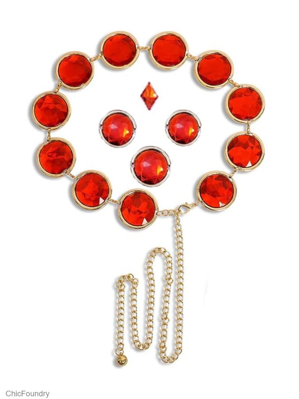 Raven Cosplay Red Gem Belt Chain Waist Jewelry Accessory Women Costume